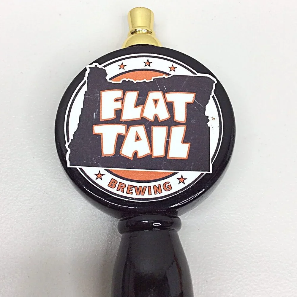 Flat Tail Brewing Tap Handle RARE‎ Corvallis Oregon Black Gold Beer Breweriana